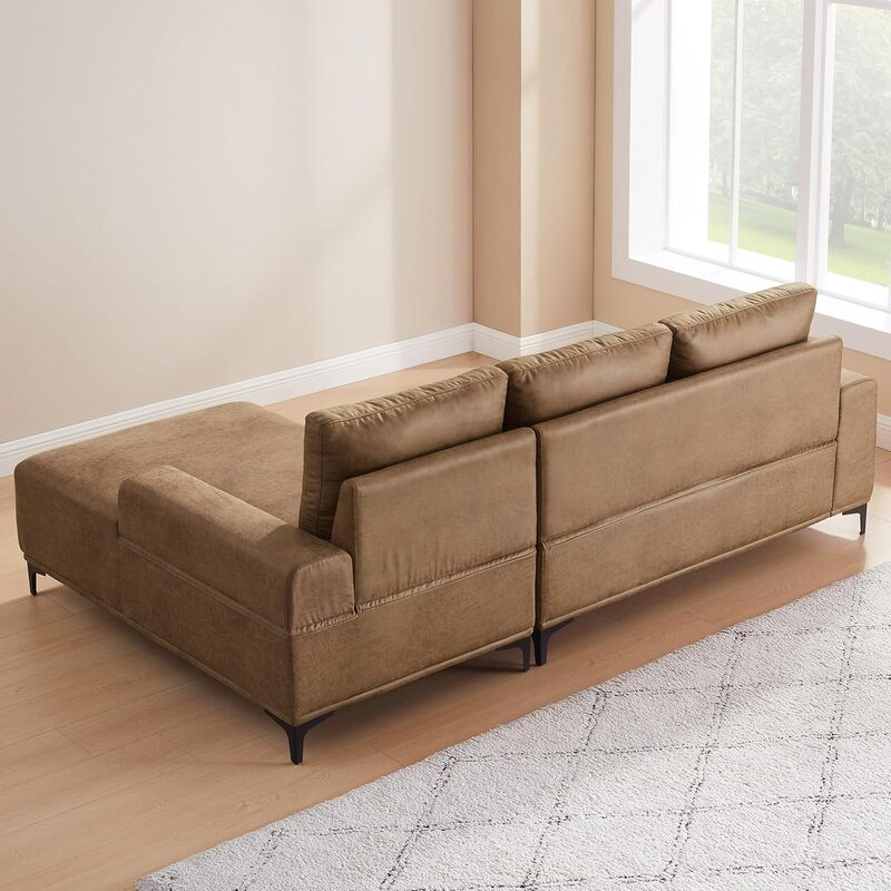 أريكة من الجلد الصناعي مقطعية ، على شكل حرف L ، وسادة سميكة مريحة ، ثلاثة مقاعد ، أريكة غرفة معيشة صغيرة ، أريكة ، قابلة للتطبيق في الشقة