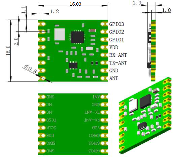 YTX300-315MHZ 433Mhz 868Mhz 915Mhz RF Transceiver โมดูล YTX RF Low Power เชื้อเพลิง (LORA95 \ FSK \ OOK \ ถาม)