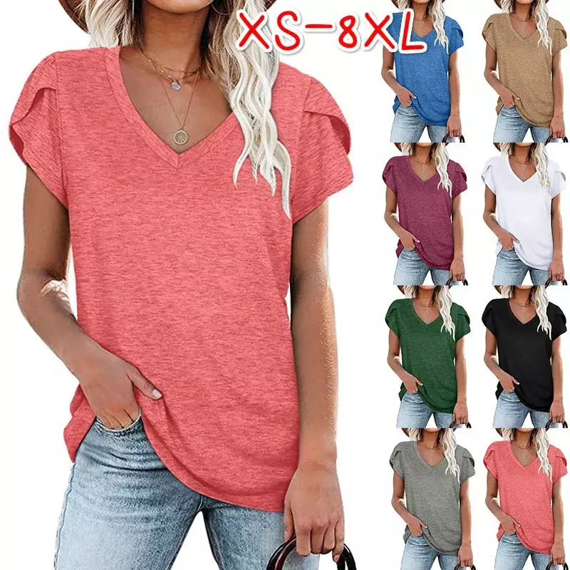 2023 여름 짧은 소매 얇은 여성 캐주얼 티셔츠, 짧은 소매 패션 슬림 의류, 긴 여름 셔츠 상의, 신상