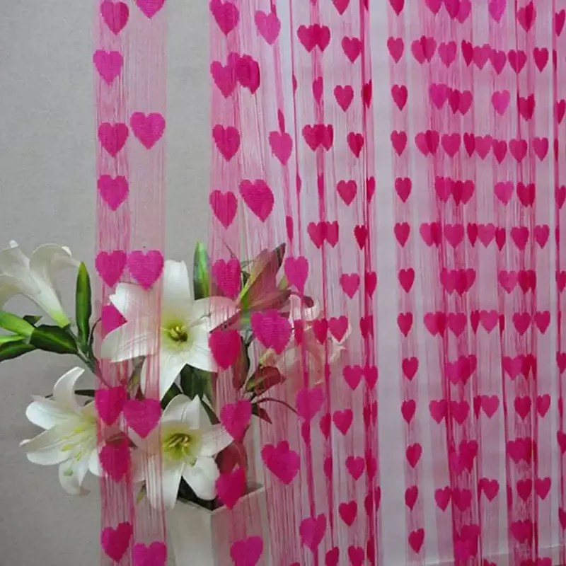 FNGZ-cortina de ducha de liquidación, cortina de Puerta Bonita, borla de línea, cortina de cadena, ventana, corazón, habitación, productos de baño, Rosa caliente