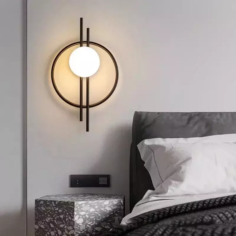 현대 LED 벽 스콘스 램프, 거실 식당 침실 침대 옆 TV 배경 통로 홈 장식 조명, 고정장치 광택