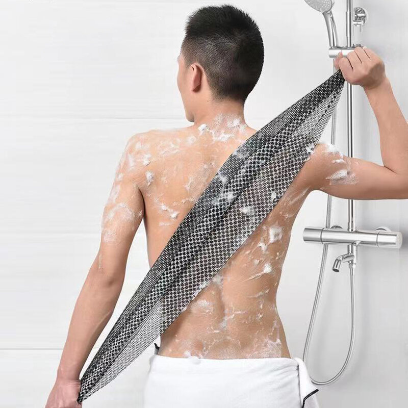 Paño de lavado Exfoliante para hombres, depurador de espalda para ducha, Toalla de baño de espuma multifunción de iones de plata, toallas exfoliantes ultralargas