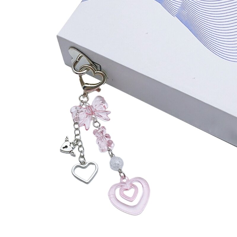 Стильный брелок в виде сердца из бисера с бантом, украшение для ключей и сумок, телефона