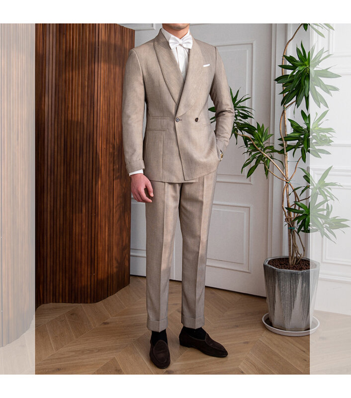 Klasyczne męskie garnitury ślubne szal klapy smokingi biurowe 2 sztuki kurtka spodnie na zamówienie Terno