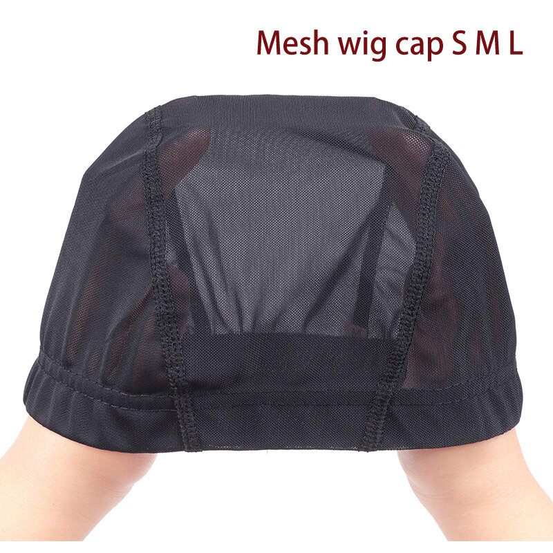 10Pcs Ademende Mesh Cap Voor Pruiken Maken Zwarte Koepel Cap Groothandel Weven Cap Elastische Nylon Pruik Caps S M L Size Pruik Accessoires