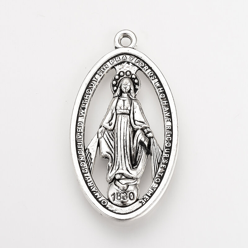 20pcs Tibetan Style Alloy Pendants Miraculous Medal The Blessed Virgin Mary Metal Charms for DIY Bracelet Necklace