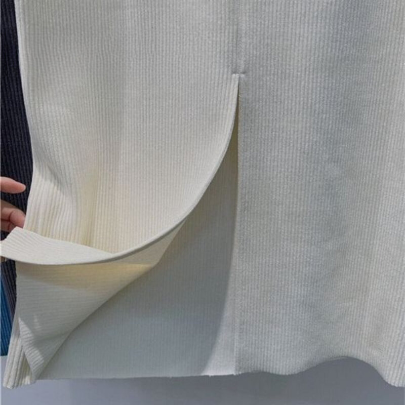 Юбка женская Вельветовая прямая с высокой талией, Базовая Универсальная элегантная офисная миди-юбка в стиле Харадзюку, с Боковым Разрезом, зима