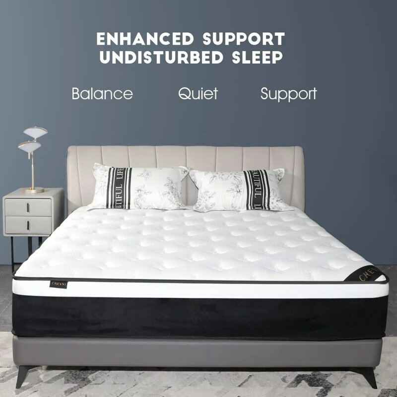 CHEVNI 12 Inch Hybrid Mattress With Individually Pocket Springs Dual Layer Memory Foam Medium Firm Hybrid Mattress In A Box