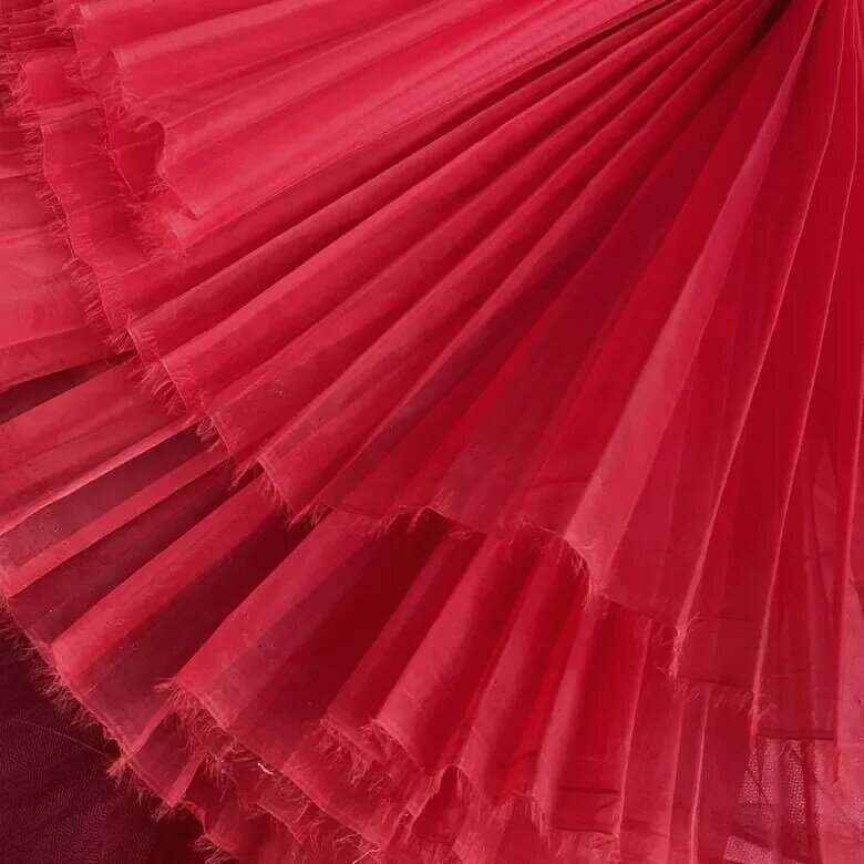 Плиссированная ткань из органзы на метр для свадебных платьев, одежды, юбки, швейные дизайнерские модные тонкие мягкие летние юбки высокой плотности «сделай сам»