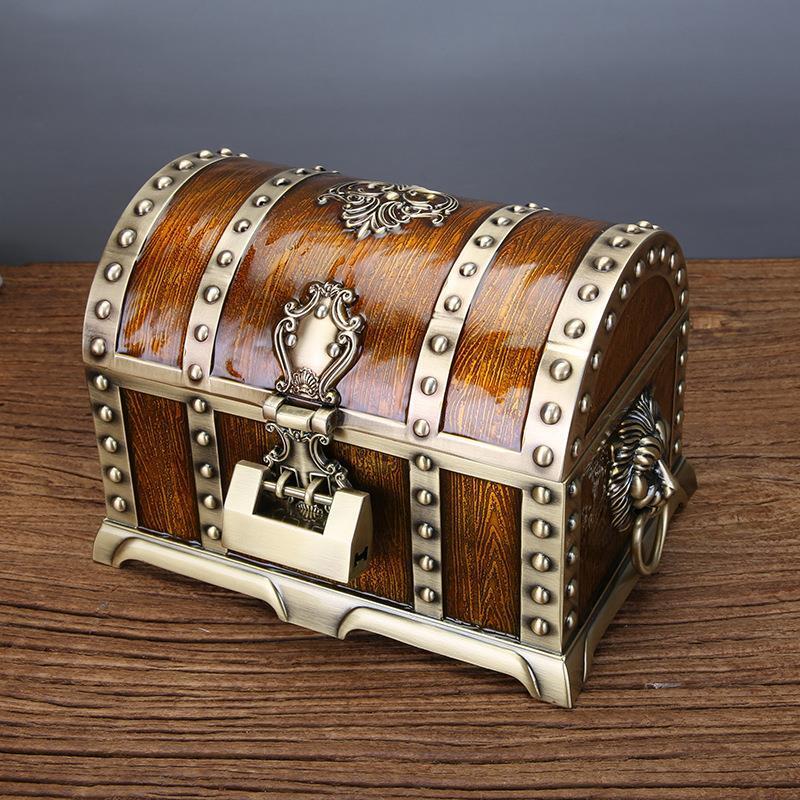 Pirate Storage Box Jewelry Box Large Retro Chinese Style Wedding Jewelry Box Alloy Hand Holding Jewelry Storage Box with Lock