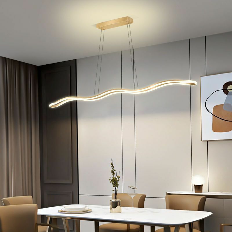 Lustres d'art géométrique linéaire, lampe de salon, suspension minimaliste moderne, lumière créative à intensité variable
