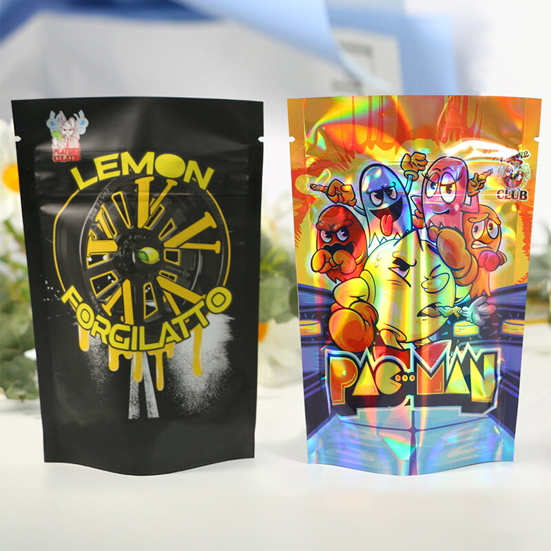 Customized productMinfly custom 3.5g 7g 14g 28g matte holographic laser matte resealable stand up pouches food packaging mylar f