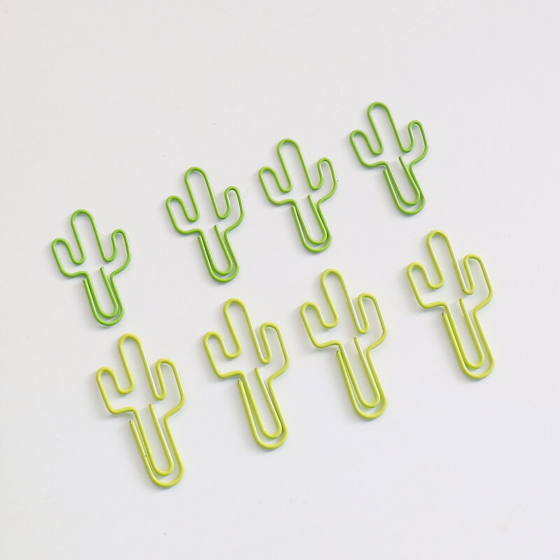 Light Green Cactus Shape Paper Clip Cute Planner Decoration Paper Clips Decorative Bookmark Pin Book Marker Office Accessories