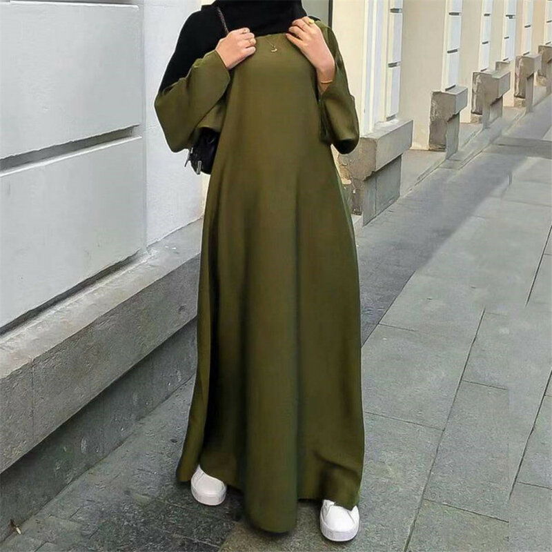 Eid Mubarak Abaya wanita Muslim gaun Maxi panjang longgar Turki jubah Arab pesta Lebaran Islami Kaftan Dubai gaun Saudi Maroko Jalabiya