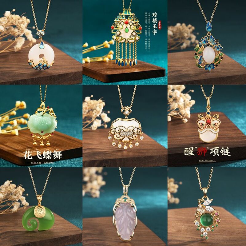 Pendentif chinois Qipao, collier Hanfu, collier de palais, clavicule JO, réplique plaquée or de Chine, accessoires de style ethnique