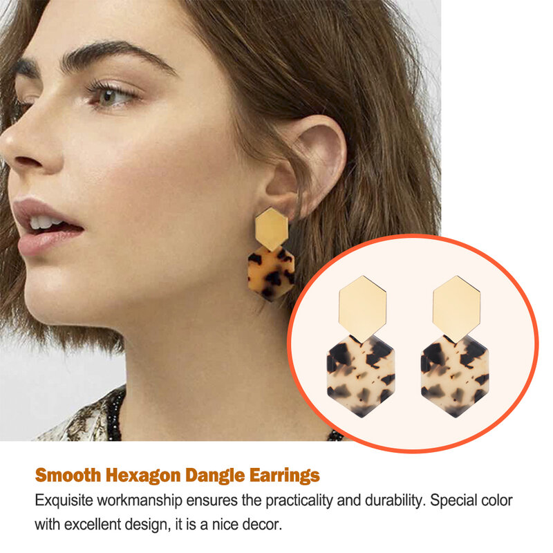 Dangle Earrings Geometric Earring Daily Wear Hexagon Ear Hook House Beach