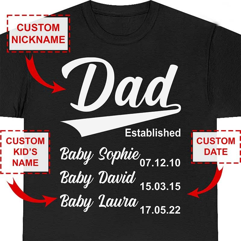 맞춤형 아빠 티셔츠, 맞춤형 티셔츠, 어린이 맞춤형 선물, 아버지날 선물