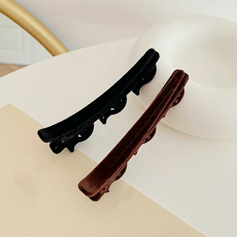 Women Side Clip Solid Color Stainless Elastic Lady Hair Clip Portable Anti-slip Female Hairpin With Teeth
