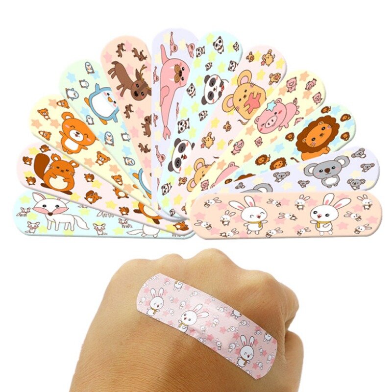 100pcs/set Cartoon Band Aid Breathable Kawaii Wound Plasters for Children Kids First Aid Strips Patch Adhesive Woundplast Tape