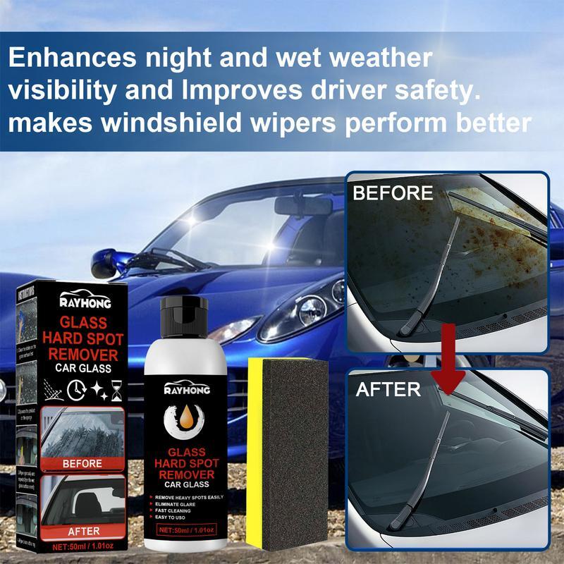 زجاج السيارة تنظيف عميق تلميع لصق | 50 مللي طلاء السيراميك لتفصيل السيارات | مزيل بقعة الماء الصلب للزجاج السيارة