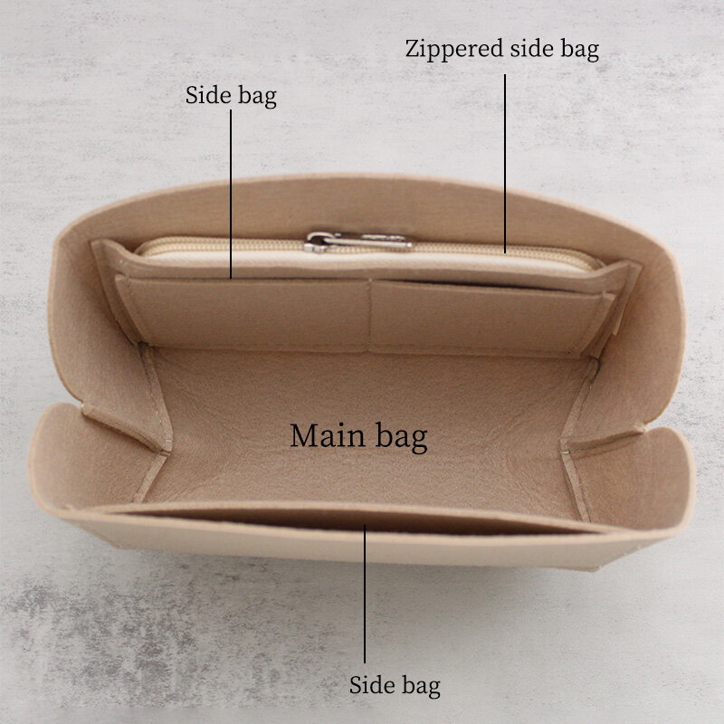 Tinberon-フェルト生地化粧品バッグ、ハンドバッグオーガナイザー、シェル、nano bb収納バッグに適合、化粧品用トラベルオーガナイザー