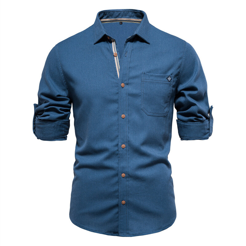 Camisa social extragrande para homens, manga comprida, alta qualidade, cor sólida, camisas de luxo, nova, outono, 100% algodão