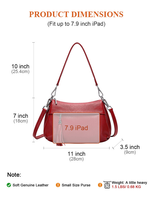 DOLEESUNE Women's Genuine Leather Shoulder Handbag Small Messenger Crossbody Bags for Girls Casual Fashion Female Underarm Bag