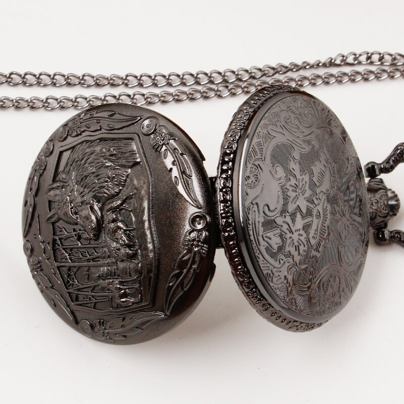 Steampunk Wald Wolf Quarz Halskette Taschenuhren arabische Ziffern Zifferblatt voller Jäger antike Ketten uhr reloj de bolsillo