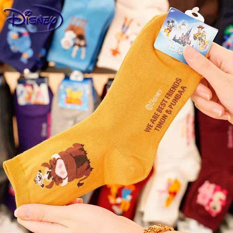 Disney Sanrio Casual Ladies Socks Cartoon Minnie Mickey Donald Duck Pattern Socks Winnie The Bear In The Tube Cotton Socks
