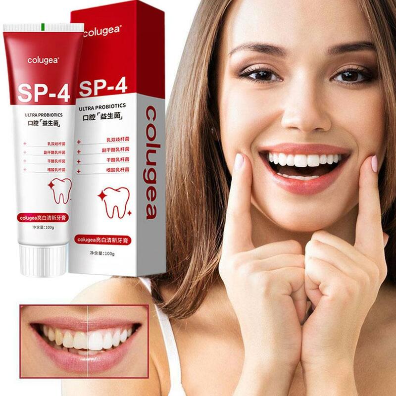 100g Sp-4 probiotico sbiancante squalo dentifricio dentifricio dentifricio alito previene la cura sbiancante dentifricio orale N5a8