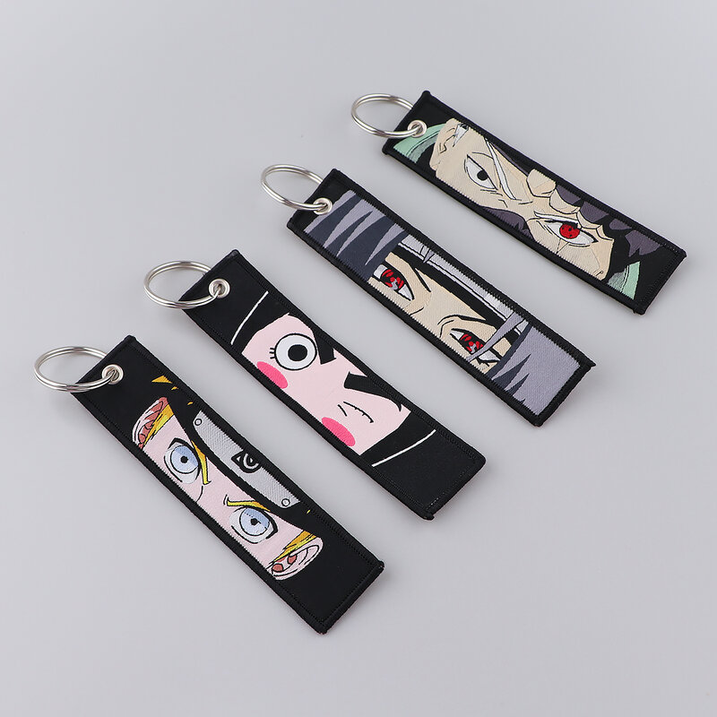 Брелок для ключей с вышивкой японского аниме, модный подарок для друзей, брелок для ключей на мотоцикл, рюкзак