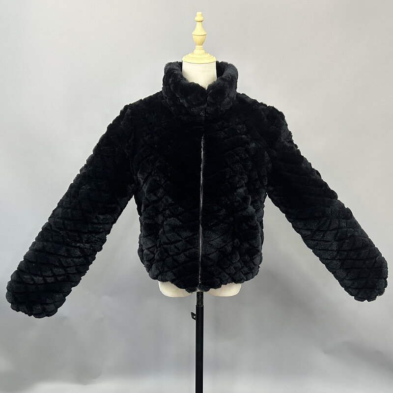 Abrigo de piel de conejo Rex auténtico para mujer, abrigo largo de moda, novedad de invierno, gran oferta, 2024