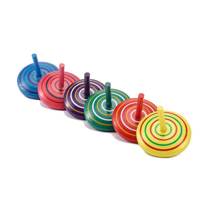 1 buah mainan organik warna-warni atasan putar kayu untuk anak-anak keterampilan koordinasi keseimbangan anak-anak anak laki-laki perempuan pesta nikmat S5j2