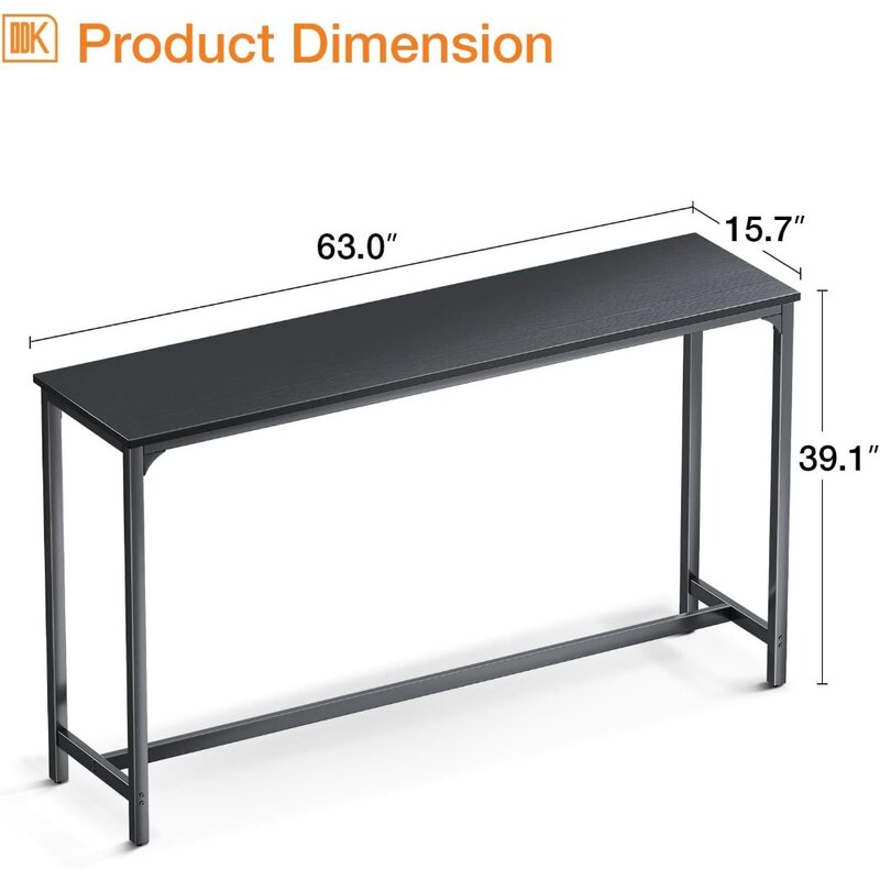 63 inch Bar Table, Bar Height Pub Table, Counter Height Bar Table, Rectangular High Top Kitchen & Dining Counter Tables