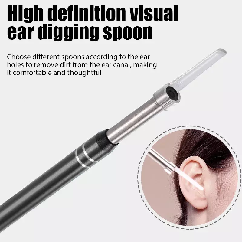 Smart Ear Cleaner Endoscope 5.5mm 3-in-1 Ear Otoscope Earwax Remover Picker with 2 Ear Scoops Support Android PC Type-C