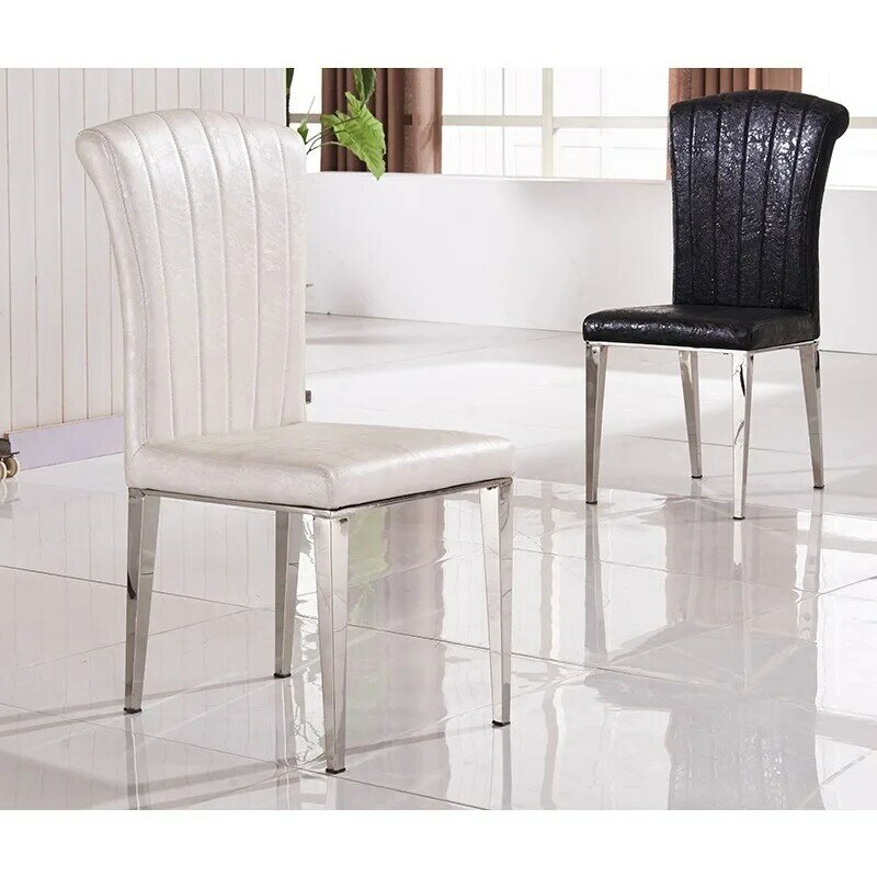 Minimalista de aço inoxidável cadeiras, cadeiras de hotel, encosto moderno e elegante, novo estilo europeu