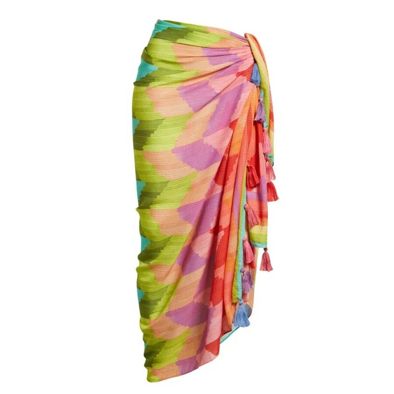 Bañador de una pieza con estampado geométrico colorido para mujer, traje de baño de lujo con cuello Halter, ropa de playa a la moda, 2024