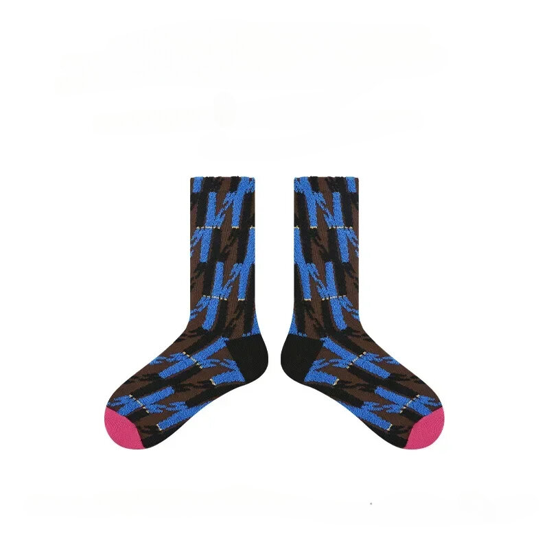 Зимние носки до середины икры синие и черные утолщенные теплые хлопковые носки для столкновений оригинальные женские носки