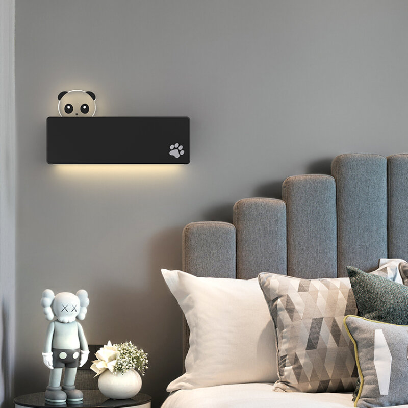Настенный светильник в виде панды для детской комнаты в скандинавском стиле, современный лаконичный дизайнерский фон для спальни, настенный коридор, настенное украшение, милые животные, декор для комнаты