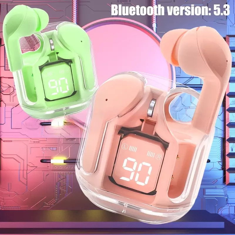 T2 earbud Mini nirkabel, Headset TWS tampilan Digital LED dengan 5.3 Stereo suara Bluetooth kompatibel untuk iPone Xiaomi Lenovo