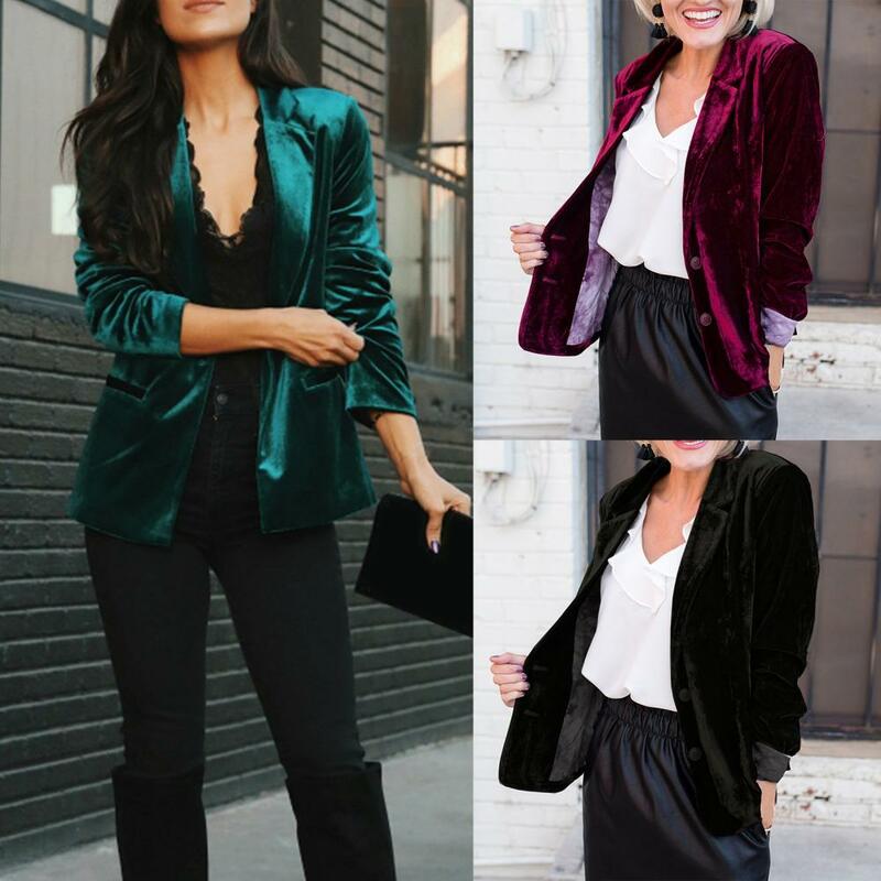 Office Lady Blazer  Solid Color   Suits Coat Pure Color All match Blazer