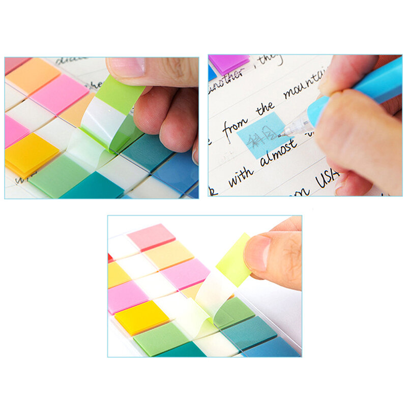 180 lembar fluoresensi Label Memo Pad Index Mark stiker lengket bookmark Memo Pad catatan alat tulis stiker Notepad