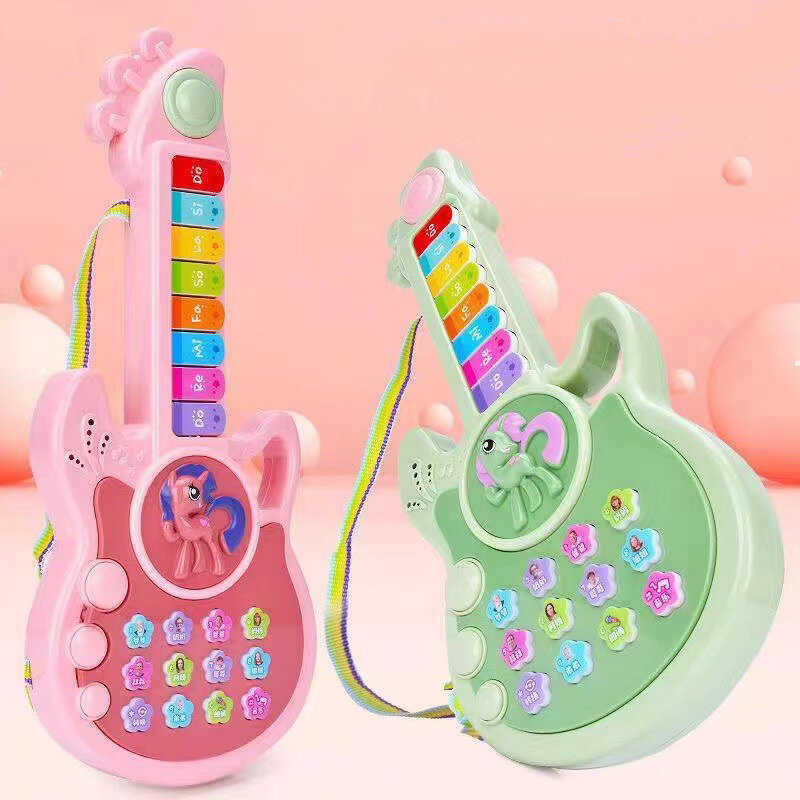Children's Cartoon Multifunctional Music Guitar With Light Music Boys And Girls Enlightenment Musical Instrument Puzzle Toys