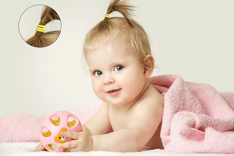 Lazos elásticos multicolores para el pelo de bebé, 2cm de diámetro, sin pliegue, coletero pequeño, 200 piezas