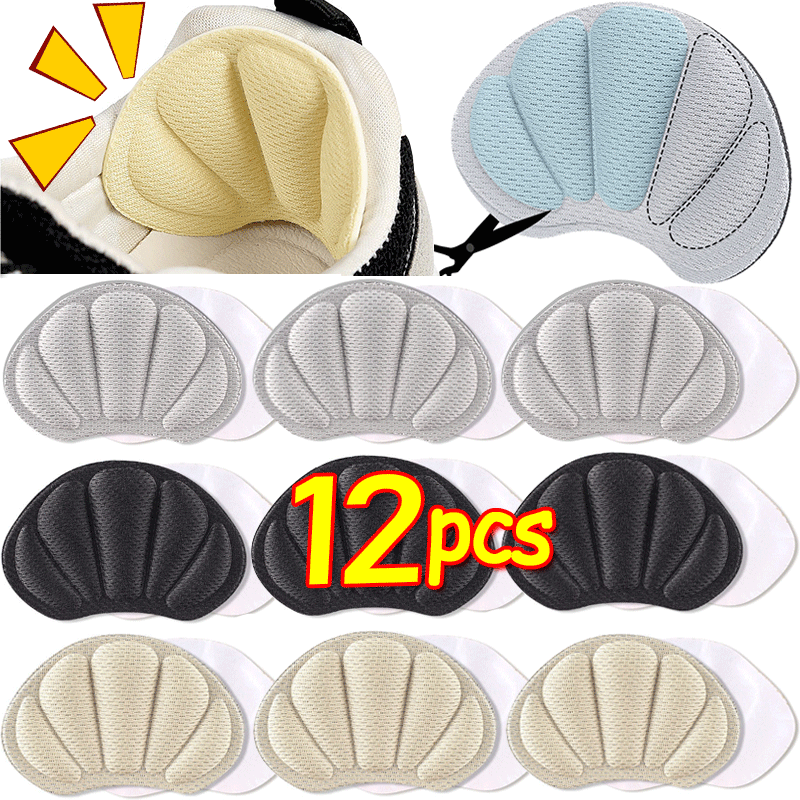 12PCS Heel Insoles Patch Pain Relief Anti-wear Cushion Pads Feet Care Heel Protector Adhesive Back Sticker Shoes Insert Insole