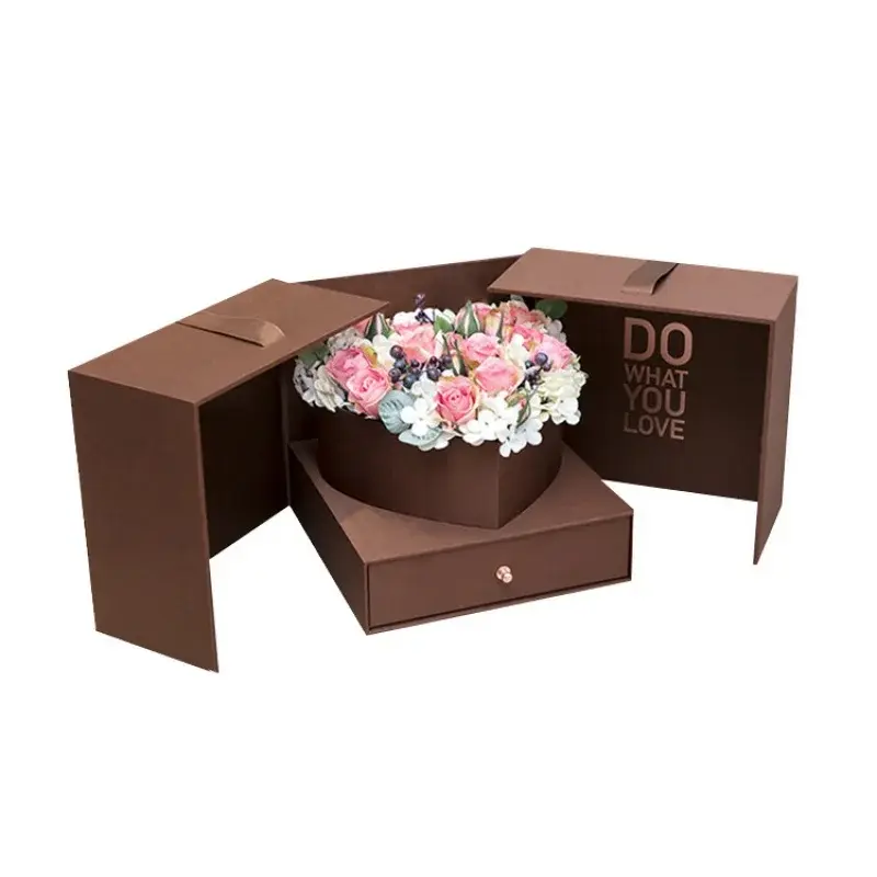 Kotak hadiah kubus ajaib kustom kotak kejutan bunga ganda kreatif