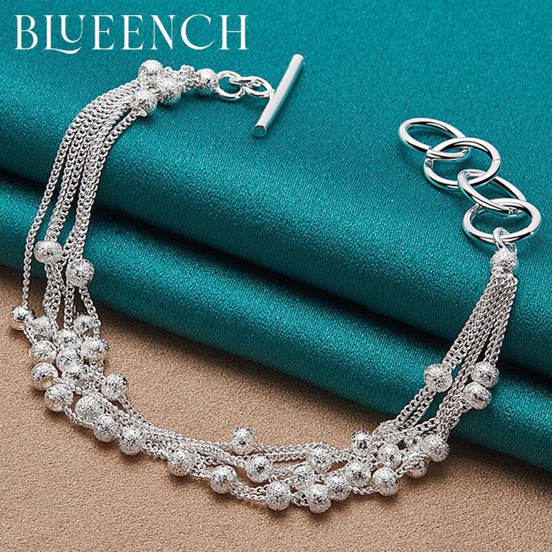 Bueench 925 Sterling Silver Ball Beads bracciale a catena multistrato per le donne fidanzamento matrimonio moda gioielli alti