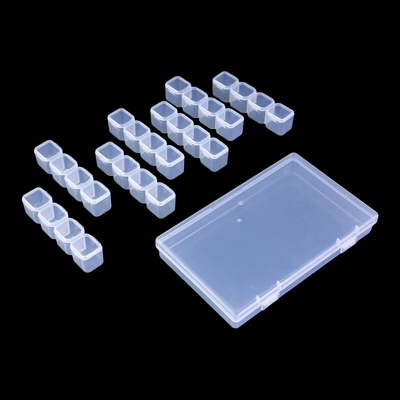 cajas de almacenamiento Caja organizadora de almacenamiento de plástico transparente, 15 rejillas, contenedor ajustable para Botón de joyería, caja rectangular