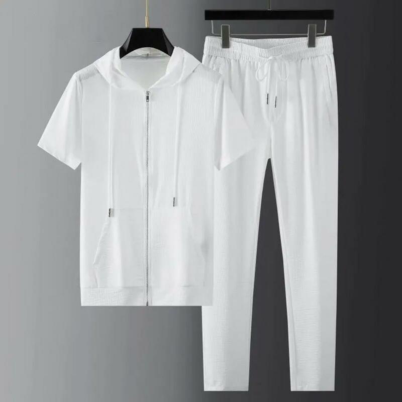 2 Pcs/Set High Quality Summer Tracksuit Wear Resistant T-shirt Pants Set Casual Sweat Absorption