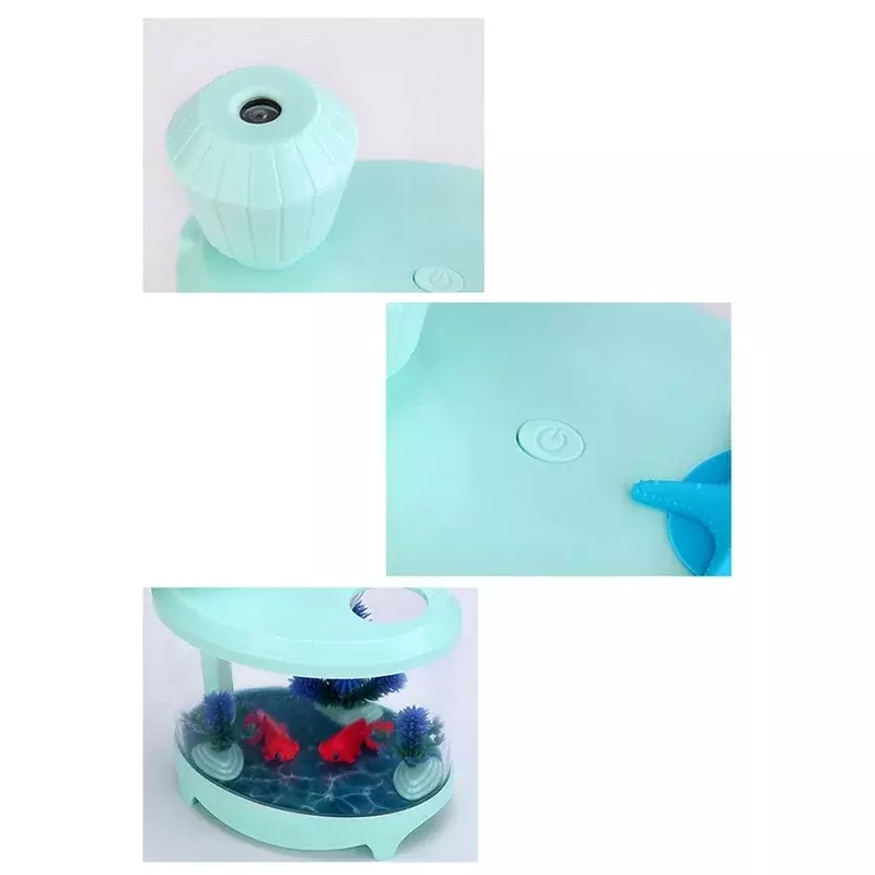 Criativo Fish Tank Umidificador de Ar, Névoa Colorida Luz Noturna, USB Mini Maker, Difusor De Água, 460ml, DC5V